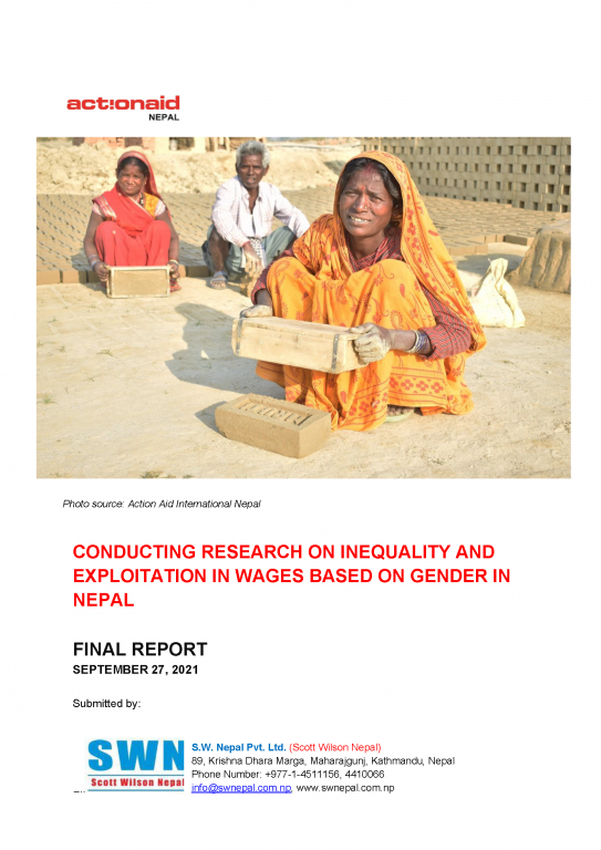 Research On Inequality And Exploitation In Wages Based On Gender In Nepal Actionaid Nepal 1791